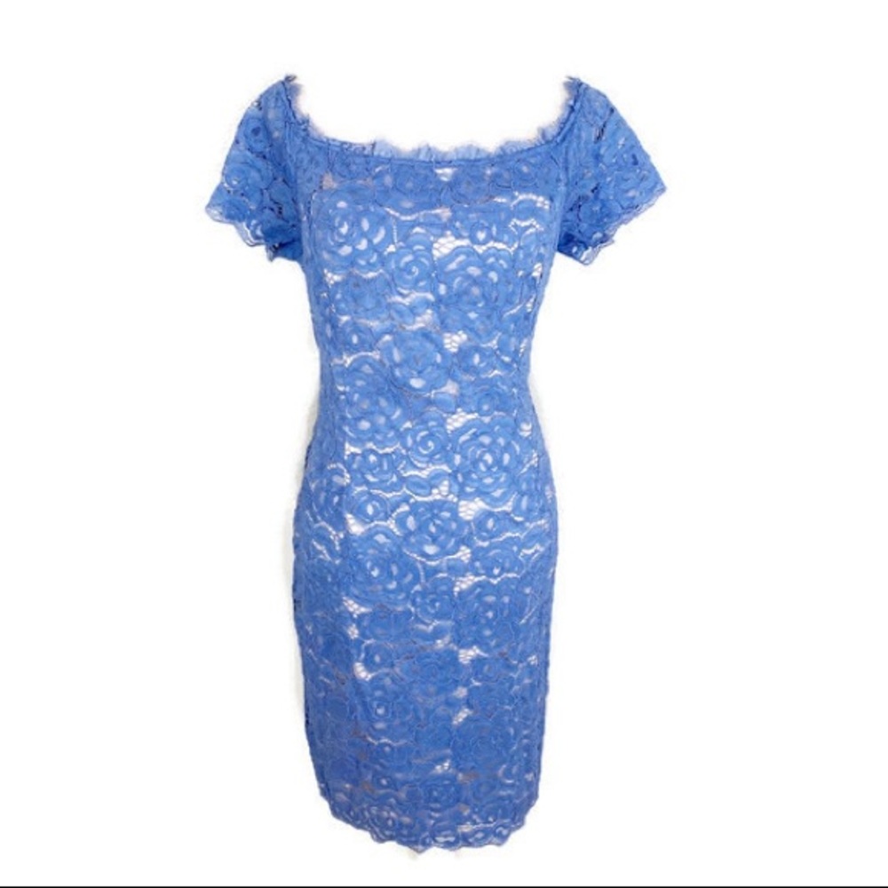 Adrianna Papell Blue Lace Dress